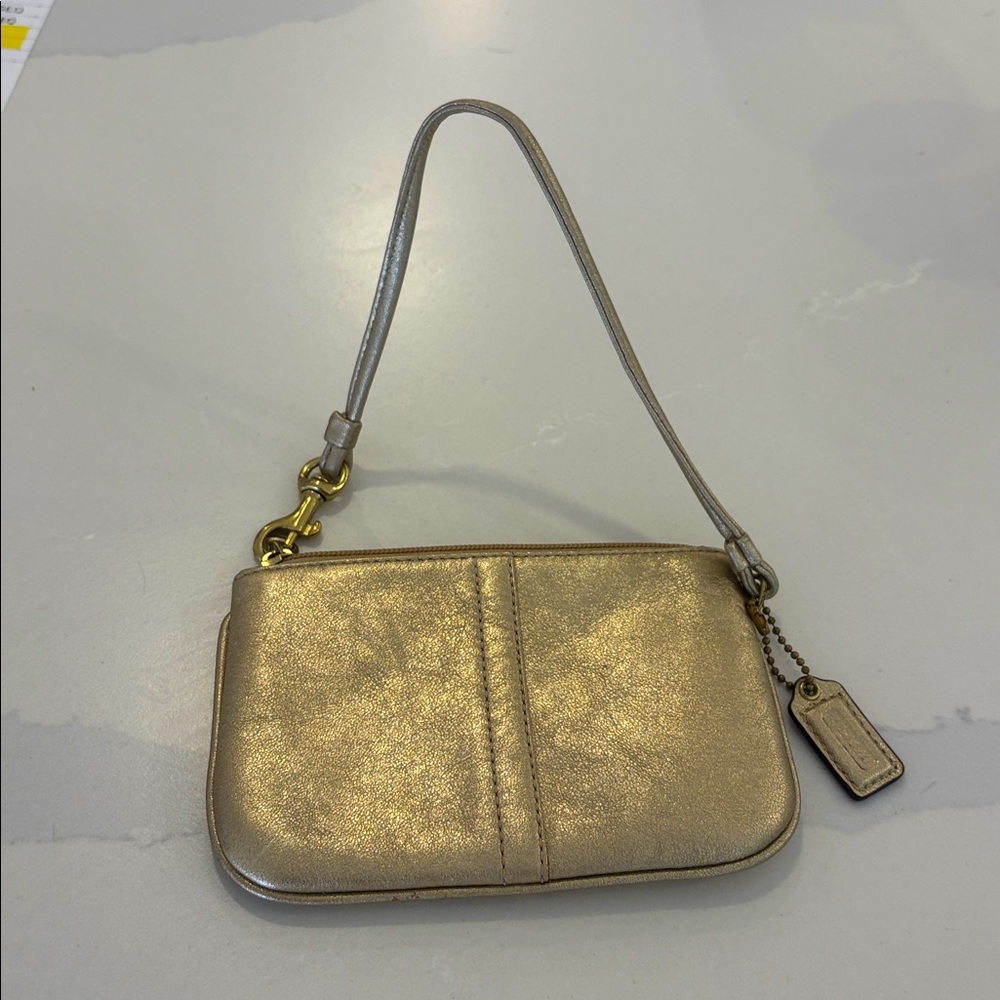 Gold Metallic Coach Wristlet